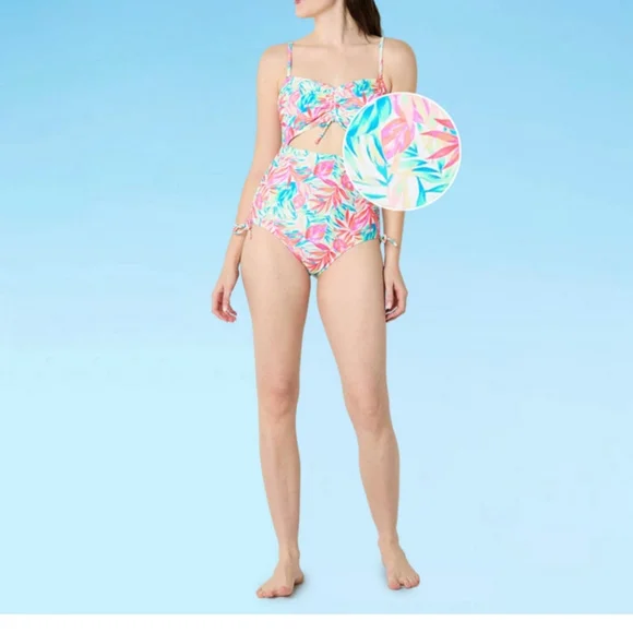 Decree Womens Exotic Textured Leaf Monokini One Piece Swimsuit XL - Picture 8 of 14